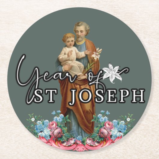 JAHR VON ST. JOSEPH KATHOLIC RELIGIÖS RUNDER PAPPUNTERSETZER (Vorderseite)