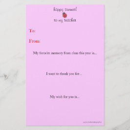 Jahr-zu-Jahr-Lehrer danke Ihnen zur Kenntnis Briefpapier