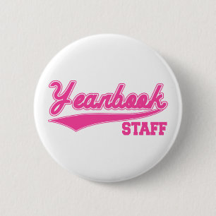 Jahrbuch-Personal (Baseball-Skript-Rosa) Button