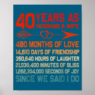 Jahre 40 Ehemann Ehefrau 40. Hochzeitstag Poster
