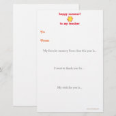 Jahresabschluss- Lehrer danken Ihnen, - Briefpapier (Vorne/Hinten)