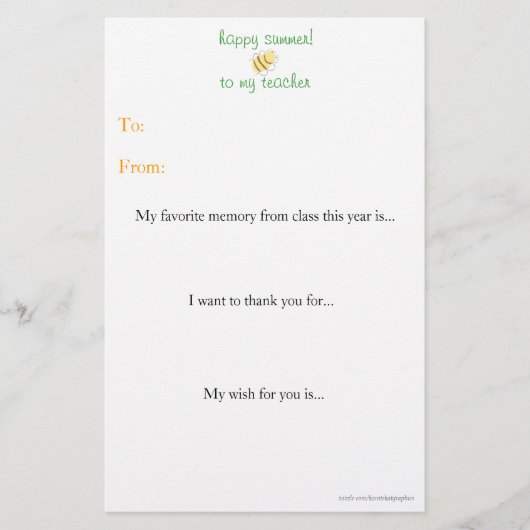 Jahresabschluss- Lehrer danken Ihnen zu merken Briefpapier (Vorderseite)