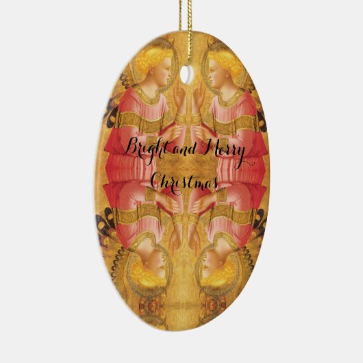 JAHRESANGEL IN GOLD PINK Weihnachten Keramik Ornament (Rechts)