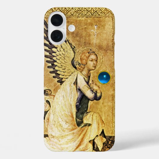 JAHRESANGEL IN GOLD UND BLAU, Pergament Case-Mate iPhone Hülle (Rückseite)