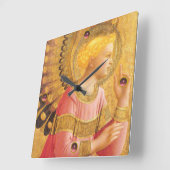 JAHRESANGEL IN GOLD UND PINK QUADRATISCHE WANDUHR (Winkel)