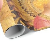 JAHRESANGEL IN GOLD UND PINK Weihnachten Geschenkpapier (Rolleneckpunkt)