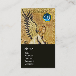 JAHRESANGEL MONOGRAM, Blue Saphiire Gold Visitenkarte