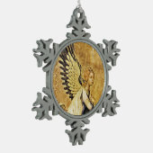 JAHRESANGEL SCHNEEFLOCKEN Zinn-Ornament (Links)