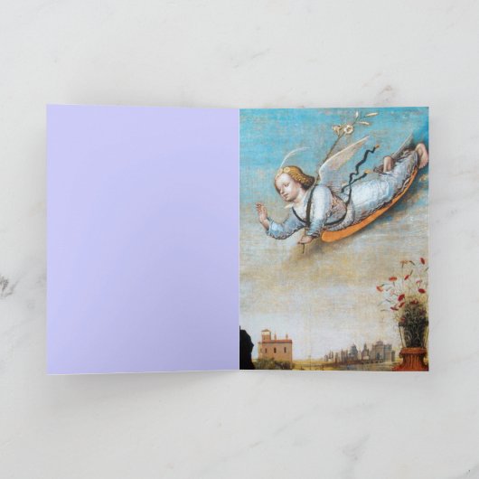 JAHRESANGEL UND JUNGFRAU FEIERTAGSKARTE (Innenseite)