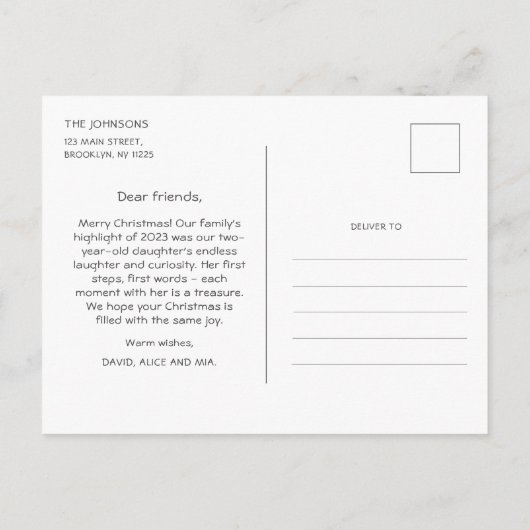 Jahresbericht der Weihnachtsfamilie Niedlich Boho Postkarte (Rückseite)