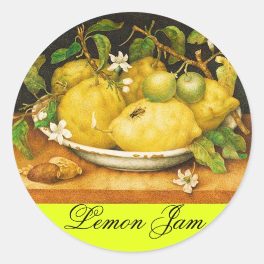 JAHRESFRÜCHTE JAM , PRÄERVE , CANNING JAR RUNDER AUFKLEBER (Vorderseite)