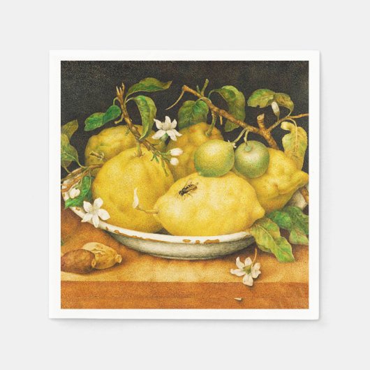 JAHRESFRÜCHTE, LEMONS LEMON BLUME Gelb Serviette (Vorderseite)