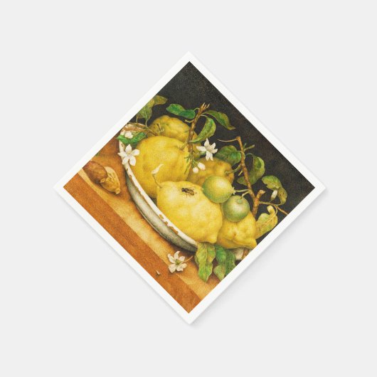 JAHRESFRÜCHTE, LEMONS LEMON BLUME Gelb Serviette (Ecke)