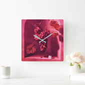 JAHRESFRÜCHTE MIT KUCHERN, antike rote Rustikale Quadratische Wanduhr (Zuhause)