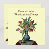 JAHRESFRÜCHTE/TULIPS Erntedank Abendessen Elfenbei Einladung (Vorne/Hinten)