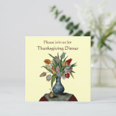 JAHRESFRÜCHTE/TULIPS Erntedank Abendessen Elfenbei Einladung (Stehend Vorderseite)