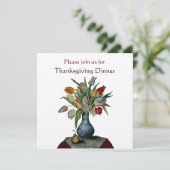 JAHRESFRÜCHTE/TULIPS Erntedank Dinner Gold Einladung (Stehend Vorderseite)