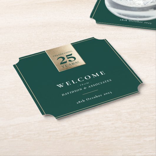 JAHRESGESCHÄFT DER UNTERNEHMEN - Weißes grünes Gol Untersetzer (angewinkelt)