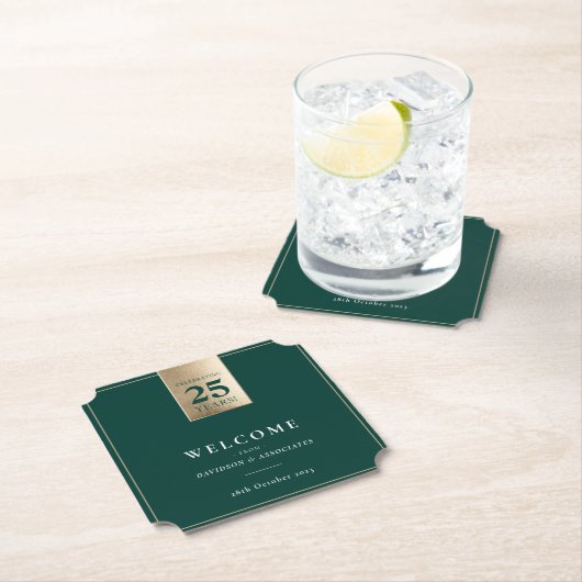 JAHRESGESCHÄFT DER UNTERNEHMEN - Weißes grünes Gol Untersetzer (Vor Ort)