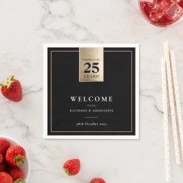 JAHRESGESCHÄFT DES UNTERNEHMENS Schwarz-weißes Gol Serviette