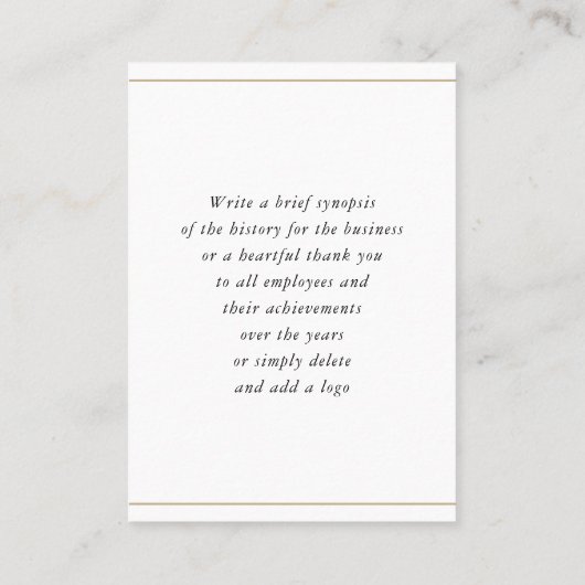 JAHRESGESCHÄFT DES UNTERNEHMENS Schwarz-weißes Gol Visitenkarte (Rückseite)