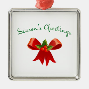 JAHRESGREETINGS Red Bow mit Holly Modern Ornament Aus Metall