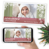 Jahresgrüße 1 Foto mit Schneeflocken Feiertagskarte