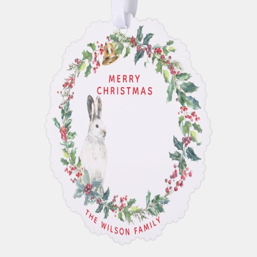 Jahresgrüße - Holly Wreath w. Weihnachten Ornament Karte (Links)