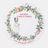 Jahresgrüße - Holly Wreath w. Weihnachten Ornament Karte (Vorderseite)