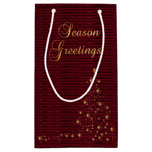 Jahresgrüße in Dunkelrot und Gold Kleine Geschenktüte (Rückseite)