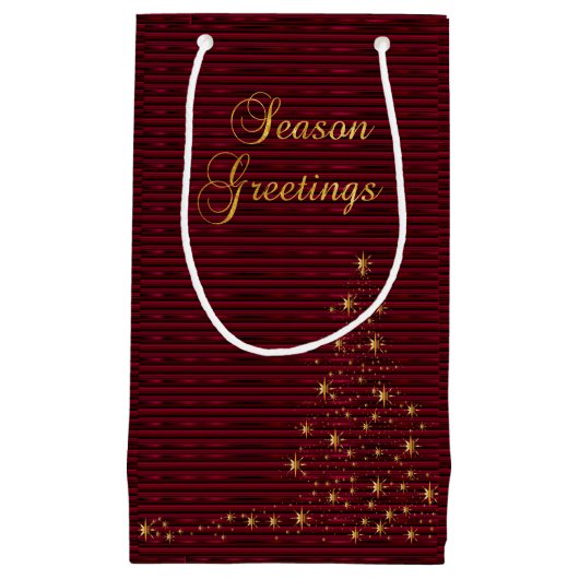 Jahresgrüße in Dunkelrot und Gold Kleine Geschenktüte (Vorderseite)