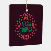 Jahresgrüße in grüner Handschrift mit Herzen Keramikornament (Rechts)