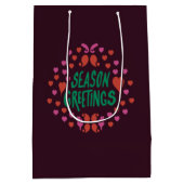 Jahresgrüße in grüner Handschrift mit Herzen Mittlere Geschenktüte (Rückseite)