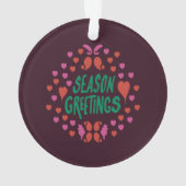 Jahresgrüße in grüner Handschrift mit Herzen Ornament (Rückseite)