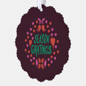 Jahresgrüße in grüner Handschrift mit Herzen Ornament Karte (Links)