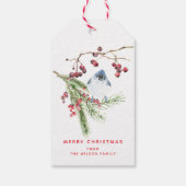 Jahresgrüße - Weihnachtsgrün und Vogel Geschenkanhänger (Rückseite)