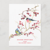 Jahresgrüße - Weihnachtsgrün und Vogel Postkarte (Vorderseite)