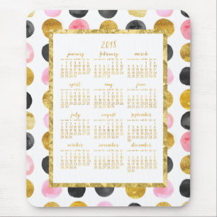 Jahreskalender 2018 Mousepads rosa und goldene Pun