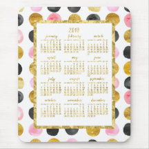 Jahreskalender 2019 Mousepads rosa und goldene Pun