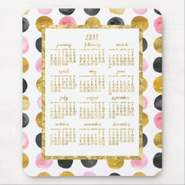 Jahreskalender 2019 Mousepads rosa und goldene Pun