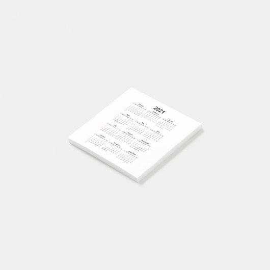 Jahreskalender 2021 post-it klebezettel (angewinkelt)