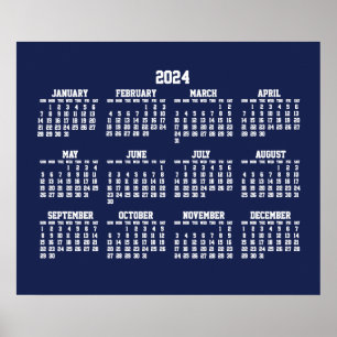 Jahreskalender 2024 Poster Blue