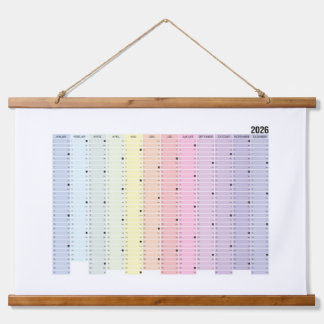 Jahreskalender 2026 wandteppich mit holzrahmen