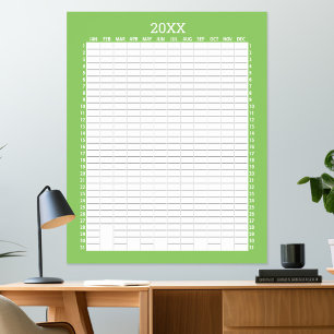Jahreskalender - Lime White Zielplaner Poster