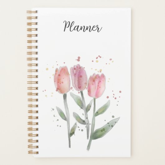 Jahresplaner Tulpen Wasserfarbe Planer (Vorderseite)