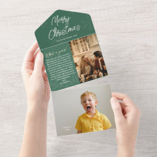 Jahresrückblick abtrennbare große Foto-Weihnachtsk All In One Einladung