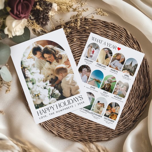 Jahresrückblick Arch-Familienfoto-Collage Feiertagskarte