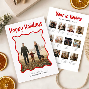 Jahresrückblick Familien-Tier-Fotocollage Weihnach Feiertagskarte