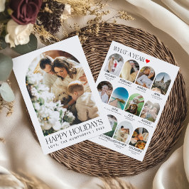 Jahresrückblick Familienfoto-Collage mit Bogen Feiertagskarte