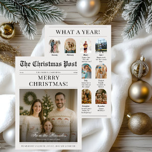 Jahresrückblick   Vintage-Weihnachtszeitung Feiertagskarte
